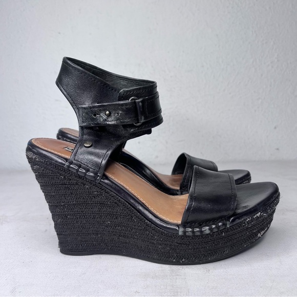 UGG Shoes - UGG MaryAnne black leather wedge ankle sandal